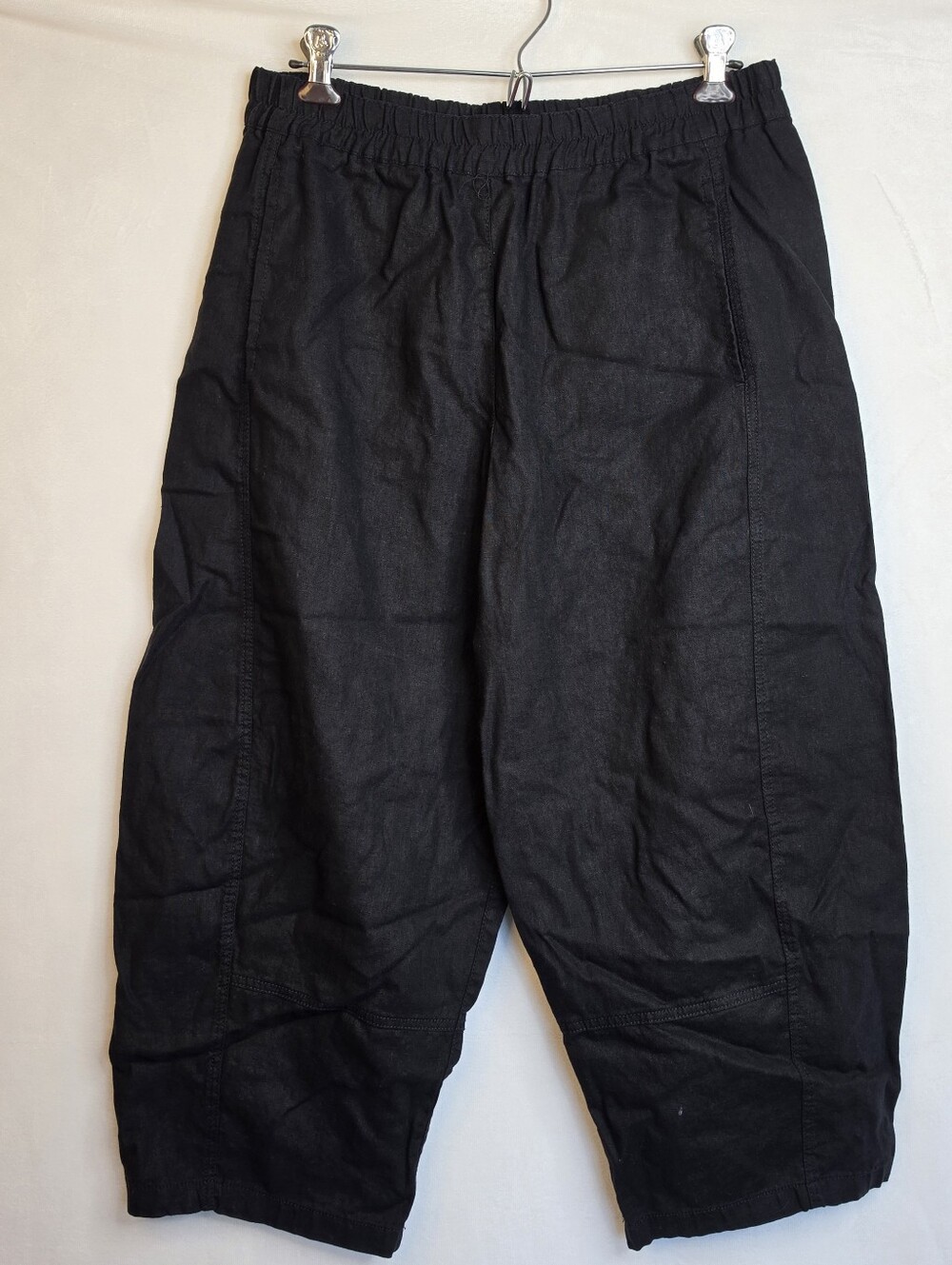 Max Studio London Black Linen Blend Wide Barrel Leg Pants XL